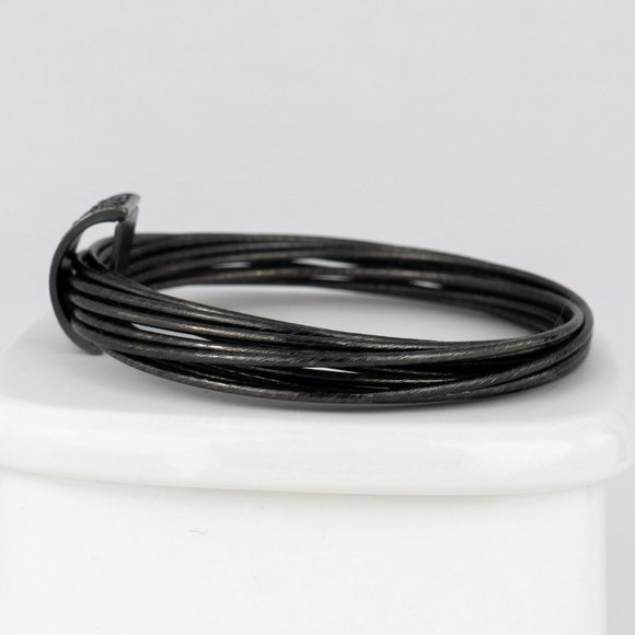 Gunmetal Connected Bangle Bracelet Hematite Color Joined Combined 8" Textured - Picture 2 of 5